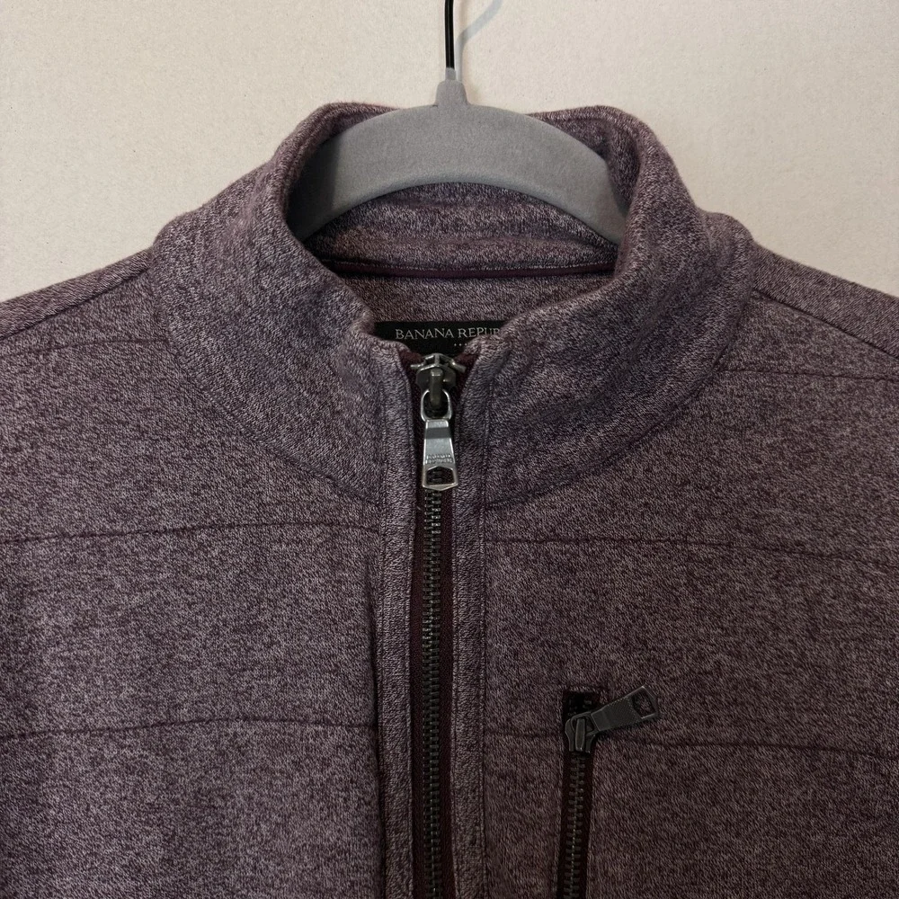 Banana Republic Jacket Mens Small Purple Knit Full Zip Bomber‎ Pockets Casual